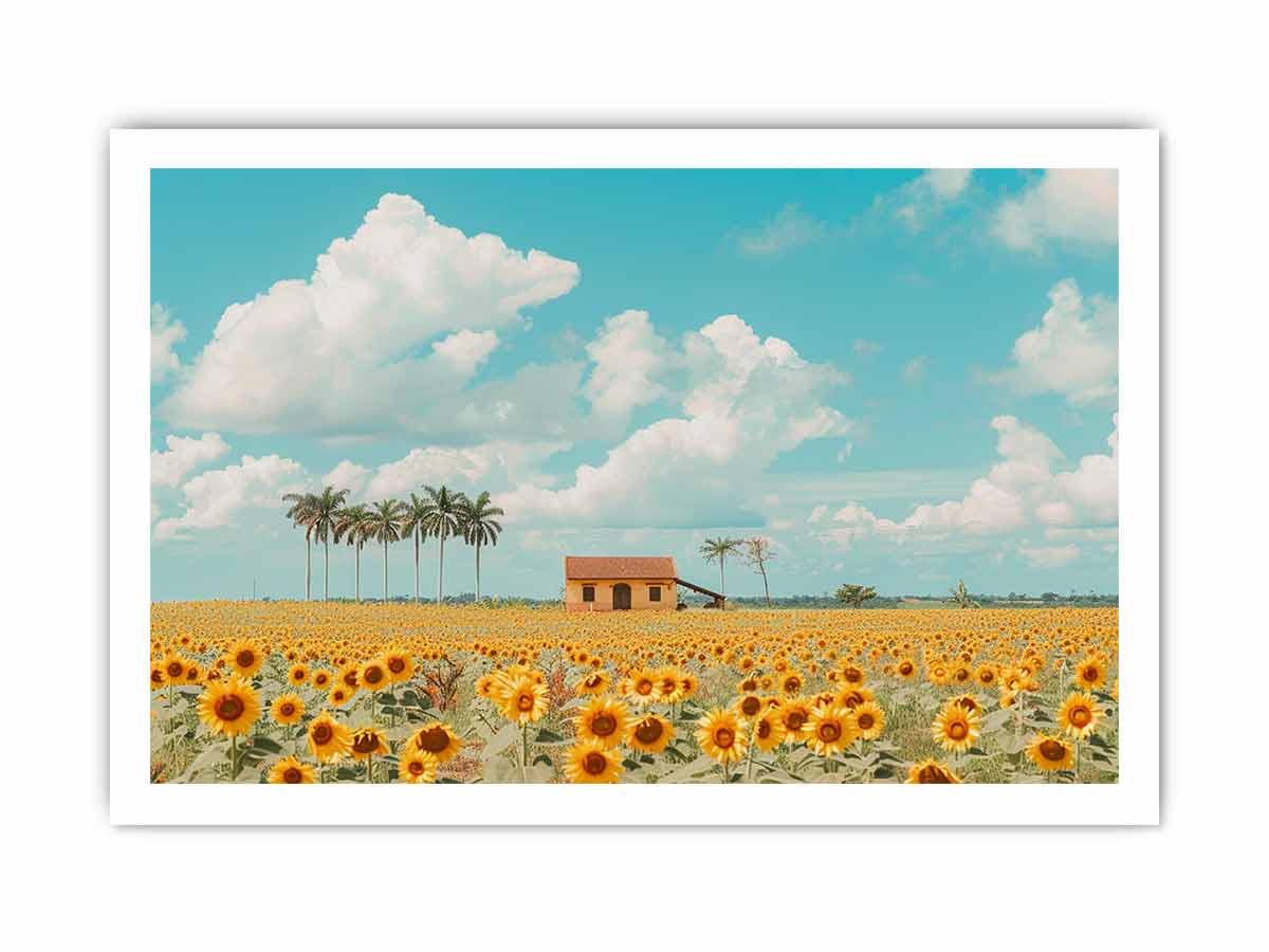 Isolated Home sunflowers Painting Canvas Art Print-8