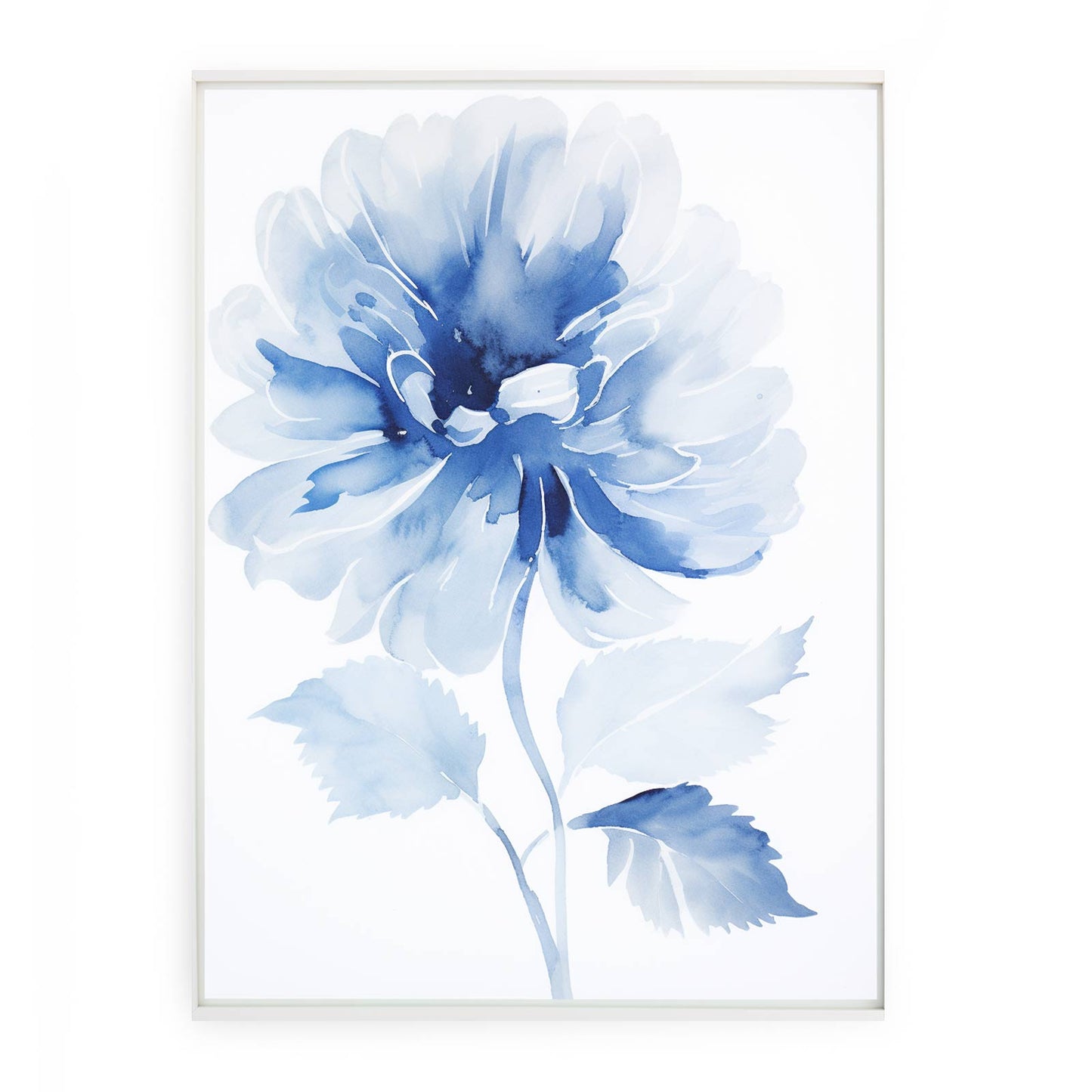 Watercolor Blue Flower Canvas Art Print-2