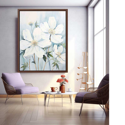 White Flower Canvas Art Print-1