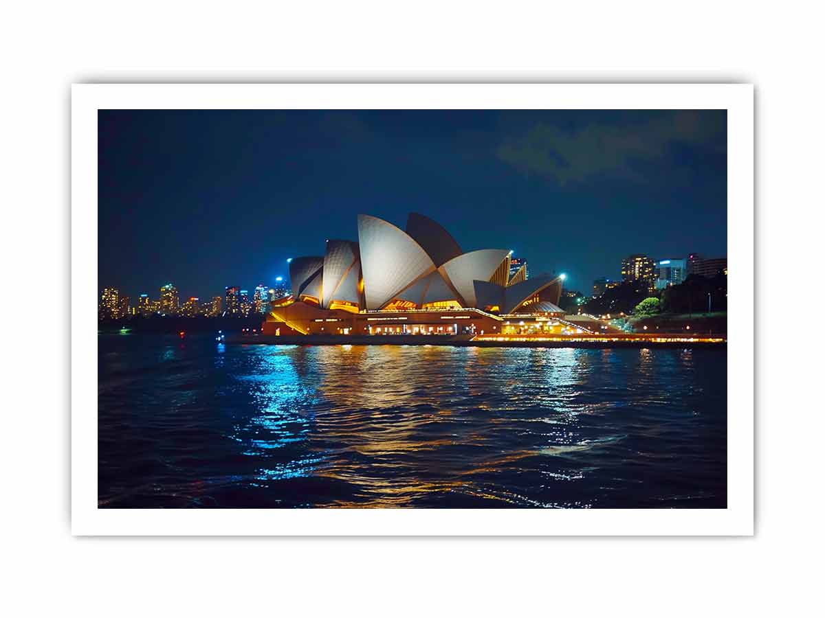 Opera House in Night Canvas Art Print-8