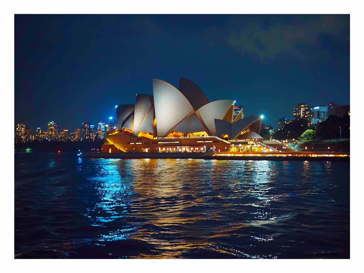 Opera House in Night Canvas Art Print-0