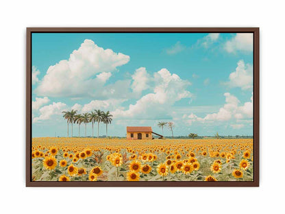 Isolated Home  sunflowers Painting Canvas Art Print-6
