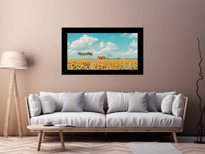 Isolated Home  sunflowers Painting Canvas Art Print-2